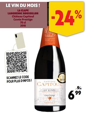 Promoties La clape languedoc roussillon château capitoul cuvée prestige - Rode wijnen - Geldig van 03/08/2022 tot 09/08/2022 bij Match