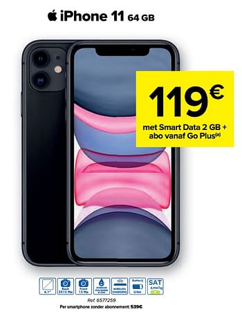 Promoties Apple iphone 11 64 gb - Apple - Geldig van 03/08/2022 tot 16/08/2022 bij Carrefour