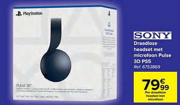 Promoties Draadloze headset met microfoon pulse 3d ps5 - Sony - Geldig van 03/08/2022 tot 16/08/2022 bij Carrefour