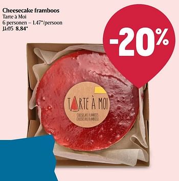 Promoties Cheesecake framboos tarte à moi - Tarte à Moi - Geldig van 04/08/2022 tot 10/08/2022 bij Delhaize