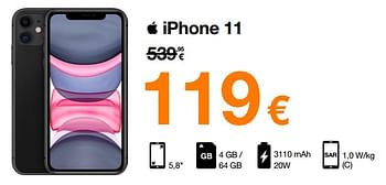 Promoties Apple iphone 11 - Apple - Geldig van 01/08/2022 tot 15/08/2022 bij Orange