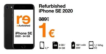 Promoties Apple refurbished iphone se - Apple - Geldig van 01/08/2022 tot 15/08/2022 bij Orange