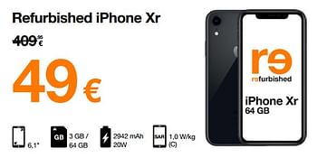 Promoties Apple refurbished iphone xr - Apple - Geldig van 01/08/2022 tot 15/08/2022 bij Orange