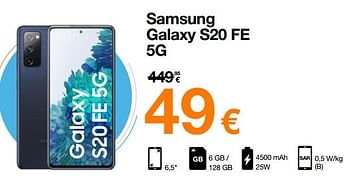 Promoties Samsung galaxy s20 fe 5g - Samsung - Geldig van 01/08/2022 tot 15/08/2022 bij Orange