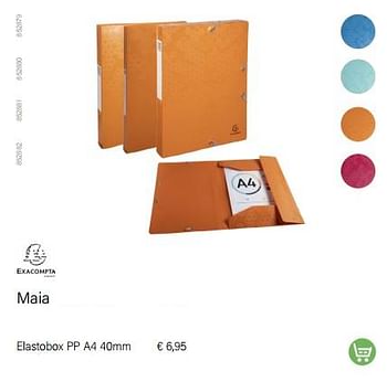 Promoties Maia elastobox pp a4 - Exacompta - Geldig van 01/08/2022 tot 31/08/2022 bij Multi Bazar