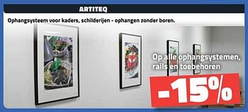 Promoties Artiteq op alle ophangsystemen, rails en toebehoren -15% - Arti Teq - Geldig van 03/08/2022 tot 31/08/2022 bij Bouwcenter Frans Vlaeminck