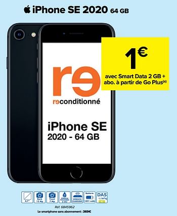 Promotions Apple iphone se 2020 64 gb - Apple - Valide de 03/08/2022 à 16/08/2022 chez Carrefour