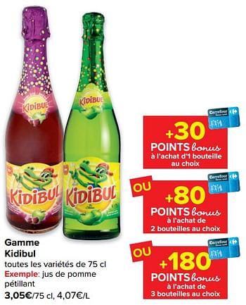 Promotions Jus de pomme pétillant - Kidibul - Valide de 03/08/2022 à 16/08/2022 chez Carrefour