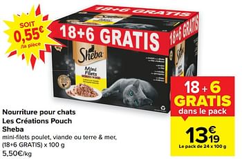 Promotions Nourriture pour chats les créations pouch sheba - Sheba - Valide de 03/08/2022 à 16/08/2022 chez Carrefour