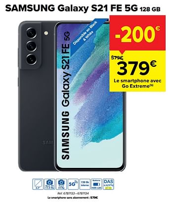 Promotions Samsung galaxy s21 fe 5g 128 gb - Samsung - Valide de 03/08/2022 à 16/08/2022 chez Carrefour
