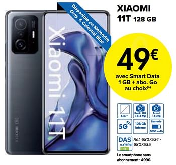 Promotions Xiaomi 11t 128 gb - Xiaomi - Valide de 01/08/2022 à 15/08/2022 chez Carrefour