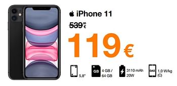 Promotions Apple iphone 11 - Apple - Valide de 01/08/2022 à 15/08/2022 chez Orange