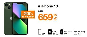 Promotions Apple iphone 13 - Apple - Valide de 01/08/2022 à 15/08/2022 chez Orange