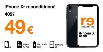 Promotions Apple iphone xr reconditionné - Apple - Valide de 01/08/2022 à 15/08/2022 chez Orange