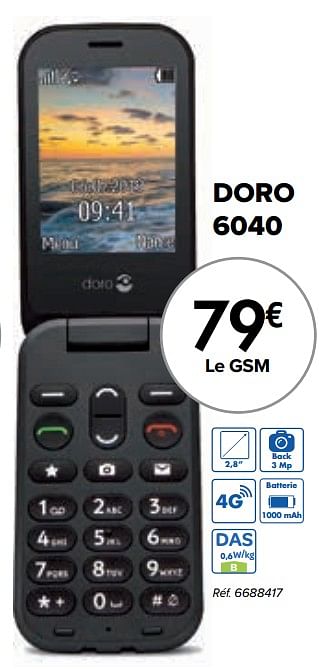 Promotions Doro 6040 - Doro - Valide de 01/08/2022 à 15/08/2022 chez Carrefour