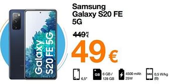 Promotions Samsung galaxy s20 fe 5g - Samsung - Valide de 01/08/2022 à 15/08/2022 chez Orange