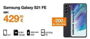 Promotions Samsung galaxy s21 fe - Samsung - Valide de 01/08/2022 à 15/08/2022 chez Orange