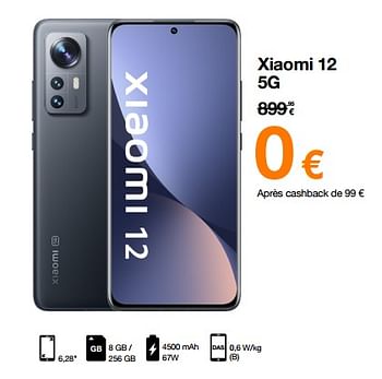 Promotions Xiaomi 12 5g - Xiaomi - Valide de 01/08/2022 à 15/08/2022 chez Orange