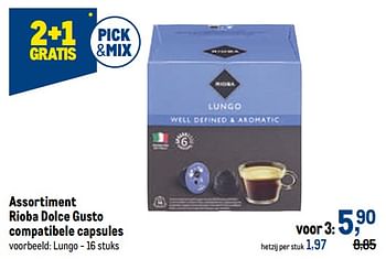 Promoties Rioba dolce gusto compatibele capsules lungo - Rioba - Geldig van 10/08/2022 tot 23/08/2022 bij Makro
