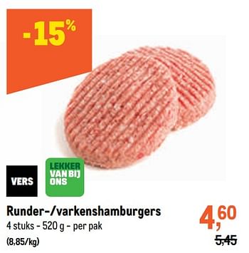 Promoties Runder--varkenshamburgers - Huismerk - Makro - Geldig van 10/08/2022 tot 23/08/2022 bij Makro