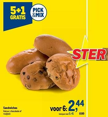 Promoties Sandwiches natuur chocolade of rozijnen - Huismerk - Makro - Geldig van 10/08/2022 tot 23/08/2022 bij Makro