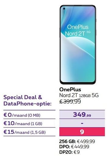 Promoties Oneplus nord 2t 128gb 5g - OnePlus - Geldig van 01/08/2022 tot 31/08/2022 bij Proximus