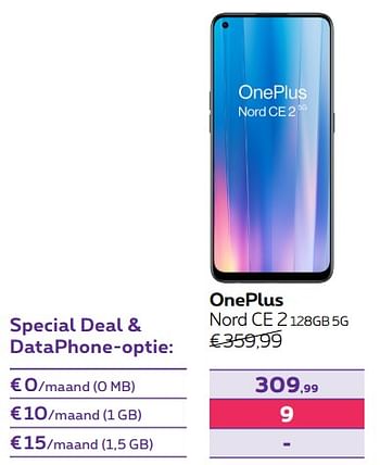 Promoties Oneplus nord ce 2 128gb 5g - OnePlus - Geldig van 01/08/2022 tot 31/08/2022 bij Proximus