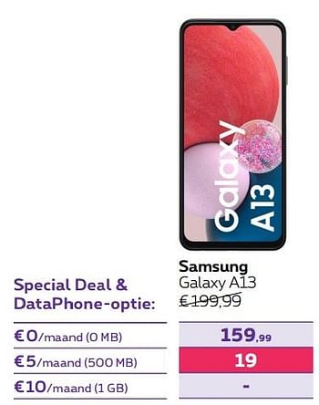 Promoties Samsung galaxy a13 - Samsung - Geldig van 01/08/2022 tot 31/08/2022 bij Proximus