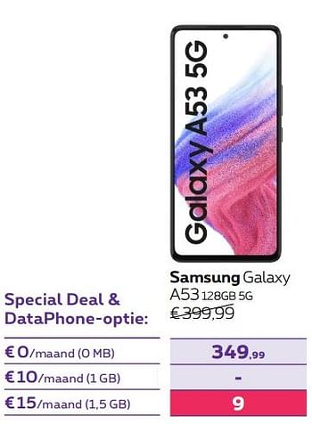 Promoties Samsung galaxy a53 128gb 5g - Samsung - Geldig van 01/08/2022 tot 31/08/2022 bij Proximus