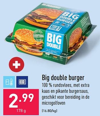 Promoties Big double burger - Huismerk - Aldi - Geldig van 12/08/2022 tot 19/08/2022 bij Aldi