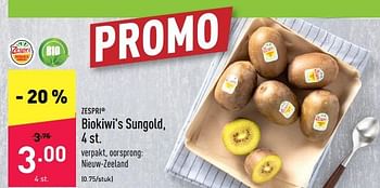 Promotions Biokiwi`s sungold - Zespri - Valide de 08/08/2022 à 13/08/2022 chez Aldi