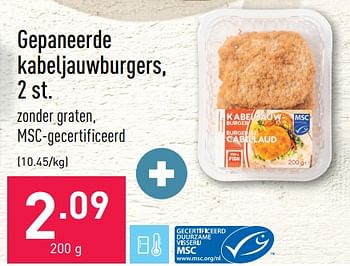 Promoties Gepaneerde kabeljauwburgers - Huismerk - Aldi - Geldig van 08/08/2022 tot 19/08/2022 bij Aldi
