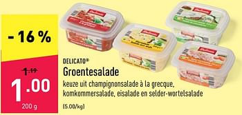 Promoties Groentesalade - DELICATO - Geldig van 08/08/2022 tot 19/08/2022 bij Aldi