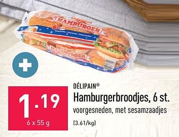 Promoties Hamburgerbroodjes - Delipain - Geldig van 08/08/2022 tot 19/08/2022 bij Aldi