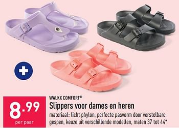 Promoties Slippers voor dames en heren - Walkx Comfort - Geldig van 13/08/2022 tot 19/08/2022 bij Aldi
