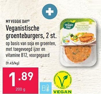 Promoties Veganistische groenteburgers - My Veggie Day - Geldig van 08/08/2022 tot 19/08/2022 bij Aldi