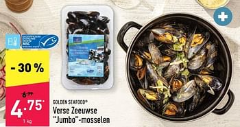 Promoties Verse zeeuwse jumbo-mosselen - Golden Seafood - Geldig van 08/08/2022 tot 19/08/2022 bij Aldi