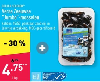 Promoties Verse zeeuwse jumbo-mosselen - Golden Seafood - Geldig van 08/08/2022 tot 19/08/2022 bij Aldi