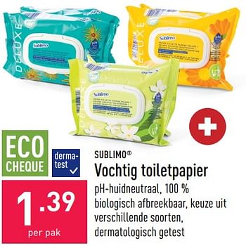Promoties Vochtig toiletpapier - Sublimo - Geldig van 12/08/2022 tot 19/08/2022 bij Aldi