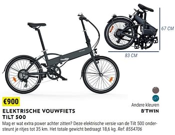 Promoties Elektrische vouwfiets tilt 500 - bTwin - Geldig van 17/08/2022 tot 11/09/2022 bij Decathlon