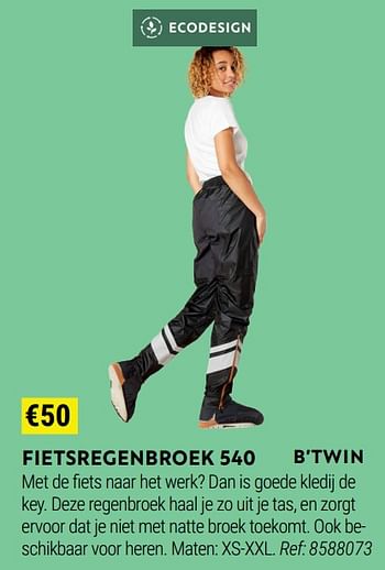 Promotions Fietsregenbroek 540 - bTwin - Valide de 17/08/2022 à 11/09/2022 chez Decathlon