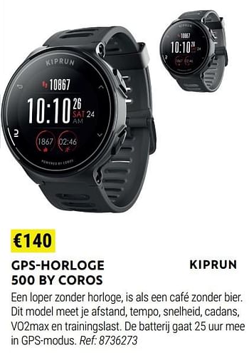Promoties Gps-horloge 500 by coros - KipRun - Geldig van 17/08/2022 tot 11/09/2022 bij Decathlon