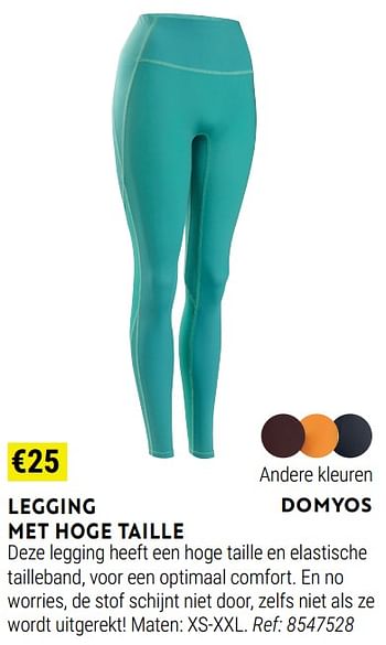 Promoties Legging met hoge taille - Domyos - Geldig van 17/08/2022 tot 11/09/2022 bij Decathlon