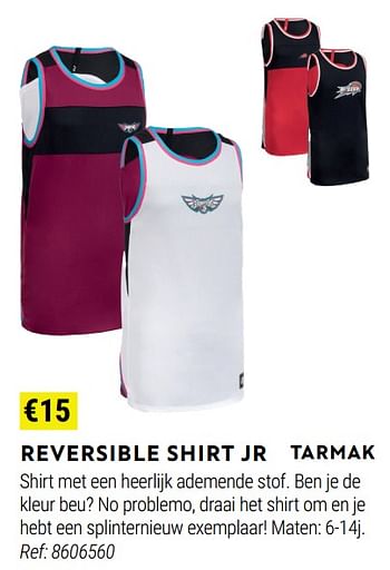 Promoties Reversible shirt jr - Tarmak - Geldig van 17/08/2022 tot 11/09/2022 bij Decathlon