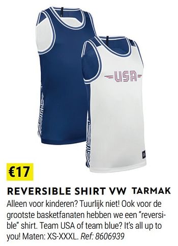 Promoties Reversible shirt vw - Tarmak - Geldig van 17/08/2022 tot 11/09/2022 bij Decathlon
