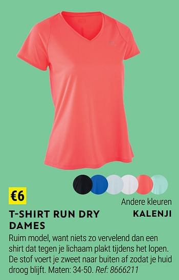 Promoties T-shirt run dry dames - Kalenji - Geldig van 17/08/2022 tot 11/09/2022 bij Decathlon