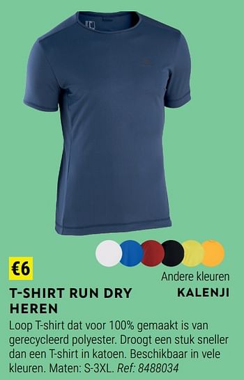 Promoties T-shirt run dry heren - Kalenji - Geldig van 17/08/2022 tot 11/09/2022 bij Decathlon