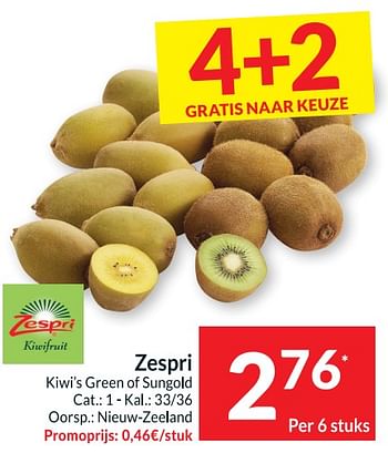 Promoties Zespri kiwi`s green of sungold - Zespri - Geldig van 09/08/2022 tot 15/08/2022 bij Intermarche