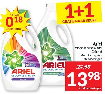 Promoties Ariel vloeibaar wasmiddel color of mountain spring - Ariel - Geldig van 09/08/2022 tot 15/08/2022 bij Intermarche