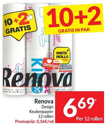 Promoties Renova design keukenpapier - Renova - Geldig van 09/08/2022 tot 15/08/2022 bij Intermarche